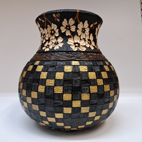 VL-015 Vase Gold on the Diagonal 7.75x7 $1200 at Hunter Wolff Gallery